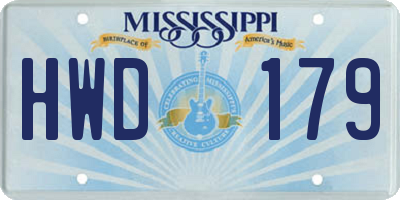 MS license plate HWD179