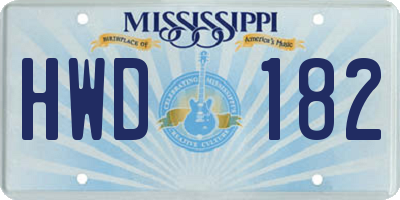 MS license plate HWD182