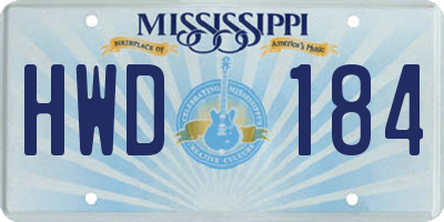 MS license plate HWD184