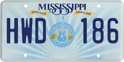 MS license plate HWD186