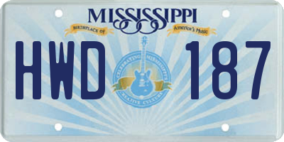 MS license plate HWD187