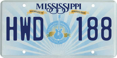 MS license plate HWD188