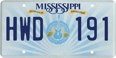 MS license plate HWD191