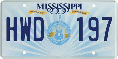 MS license plate HWD197