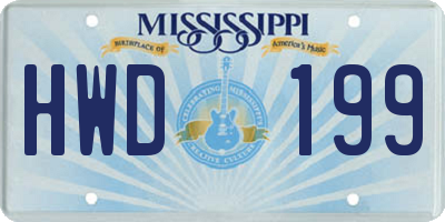 MS license plate HWD199