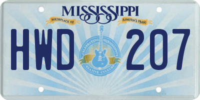 MS license plate HWD207