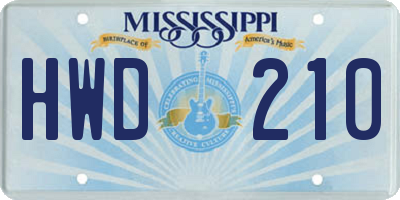 MS license plate HWD210