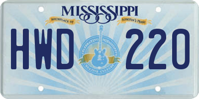 MS license plate HWD220