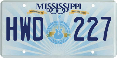 MS license plate HWD227