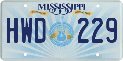 MS license plate HWD229