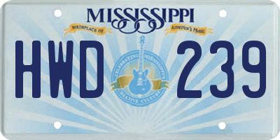 MS license plate HWD239