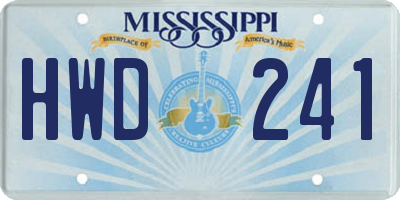 MS license plate HWD241
