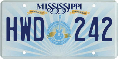 MS license plate HWD242