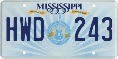 MS license plate HWD243