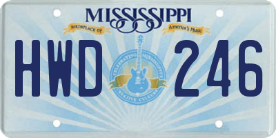 MS license plate HWD246