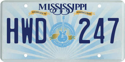 MS license plate HWD247