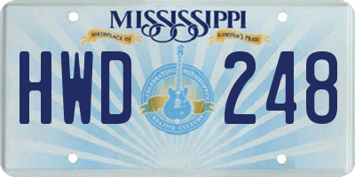 MS license plate HWD248