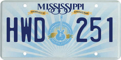 MS license plate HWD251
