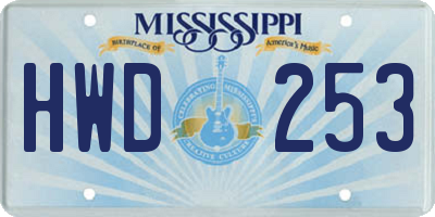 MS license plate HWD253