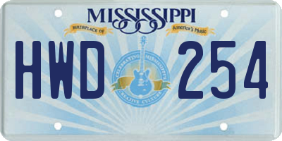 MS license plate HWD254
