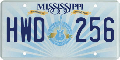 MS license plate HWD256