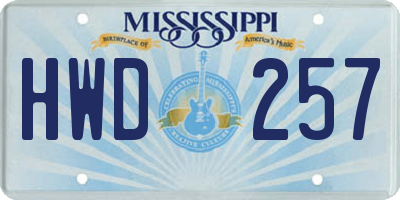 MS license plate HWD257