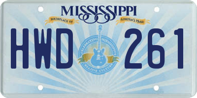 MS license plate HWD261