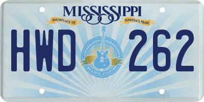 MS license plate HWD262