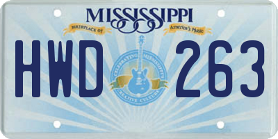 MS license plate HWD263