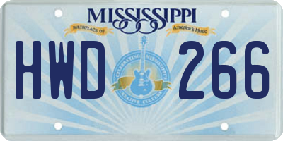 MS license plate HWD266