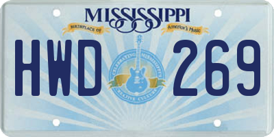 MS license plate HWD269