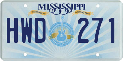 MS license plate HWD271
