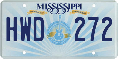 MS license plate HWD272