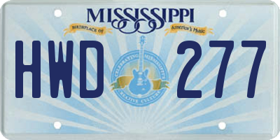 MS license plate HWD277
