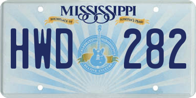 MS license plate HWD282