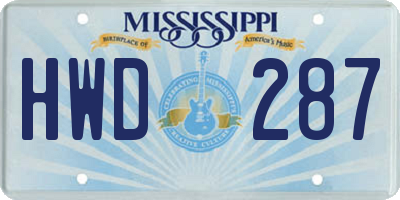 MS license plate HWD287