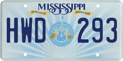 MS license plate HWD293