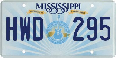 MS license plate HWD295