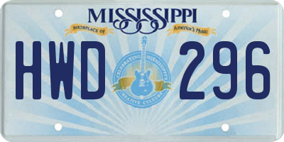 MS license plate HWD296