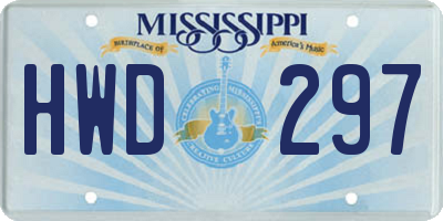 MS license plate HWD297