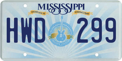 MS license plate HWD299
