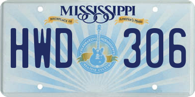 MS license plate HWD306