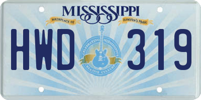 MS license plate HWD319