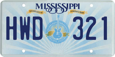 MS license plate HWD321