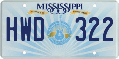 MS license plate HWD322