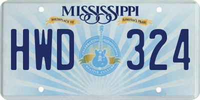 MS license plate HWD324