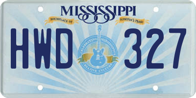 MS license plate HWD327