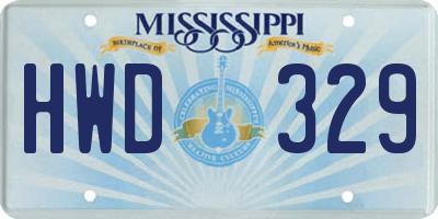 MS license plate HWD329