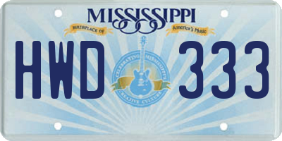 MS license plate HWD333