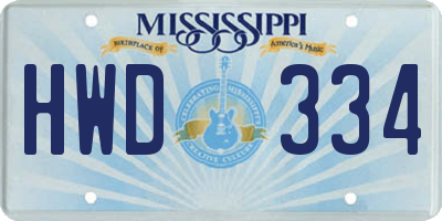 MS license plate HWD334